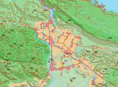 Digital 3D map used in conjunction with other geospatial map