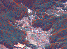 Composite of a global digital 3D map and a DigitalGlobe satellite image (courtesy: NTT Data Corp., RESTEC, DigitalGlobe, JAXA)