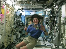 Astronaut Sunita Williams introducing the bacteria experiment