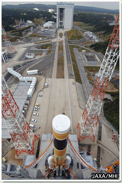 A view of F9 (front) and F8 (back), from Launch Pad 1