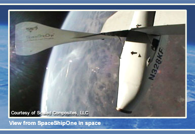 View from SpaceShipOne in space