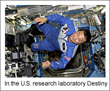 In the U.S. research laboratory Destiny (Courtesy of NASA)