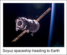 Soyuz spaceship heading to Earth (Courtesy of NASA)