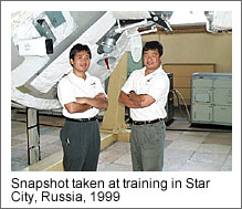 Snapshot taken at training in Star City, Russia, 1999