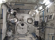 Interior of Kibo's Pressurized Module (Courtesy of NASA/JAXA)