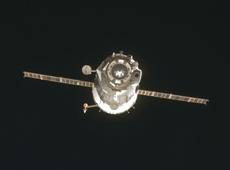 Soyuz spacecraft with Richard Garriott aboard (Courtesy of NASA)