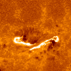Large solar flare observed by the solar physics satellite HINODE (courtesy: NAOJ/JAXA)