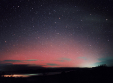 Low latitude aurora observed in Hokkaido, Japan in October 2003 (courtesy: Rikubetsu Astronomy and Terrestrial Science Museum)