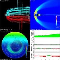 Real-time Earth’s magnetosphere simulation (courtesy: NICT)