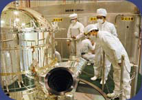 Murakami, in the foreground, giving the final check prior to the launch of ASTRO-F at the Uchinoura Space Center