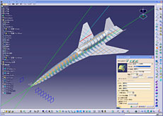 Aircraft geometry definition in CAD system.