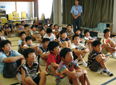 Children attending a space education class