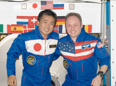 Astronauts Wakata and Fincke on the ISS (Courtesy of NASA)