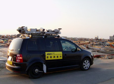 Vehicle designed to inspect road conditions using GPS navigation signals after the Great East Japan Earthquake and tsunami. It will be equipped with a receiver for signals from MICHIBIKI. (courtesy: Aisan Technology Co., Ltd.)