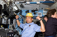 Astronaut Soichi Noguchi on the first “return to flight” Space Shuttle mission (STS-114) (courtesy: NASA)