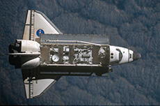Space Shuttle Endeavour carrying Kibo’s Exposed Facility and ELM Exposed Section (courtesy: NASA)