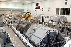 The Space Station Processing Facility at the Kennedy Space Center, where tests were conducted to make sure the Pressurized Module would properly connect to the ISS