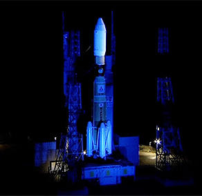 H-IIB Vehicle light up in blue before its launch