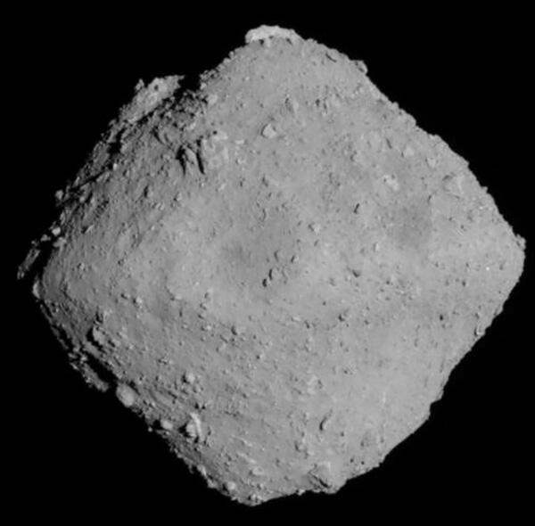 C-type asteroid Ryugu, photographed by Hayabusa2 at a distance of about 300 million km from Earth.