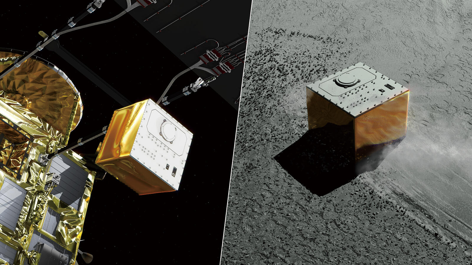 CG image of small lander MASCOT onboard Hayabusa2.