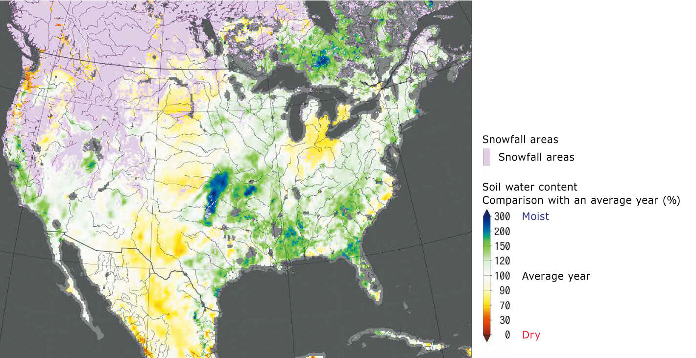 Agricultural weather data based on observations by the Global Change Observation Mission - Water 