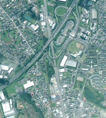A high-resolution optical satellite image (ALOS-3 simulation image) expected to be used for digital twin and metaverse applications.