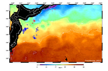 The images indicate estimated sea-surface temperature and fishing areas around Japan