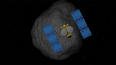 Drawing depicting asteroid 1999 JU3 and Hayabusa2 (courtesy: Akihiro Ikeshita)
