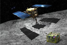 Drawing of Hayabusa2 and MASCOT small lander (courtesy: DLR)