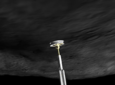 Collecting the sample using TAGSAM (courtesy of NASA/Goddard/University of Arizona)