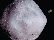 OSIRIS-REx probe nearing asteroid Bennu (courtesy of NASA/Goddard/University of Arizona)