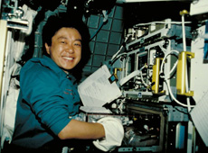 Chiaki Mukai flew on the Space Shuttle in 1998, to carry out experiments in space. (Courtesy of NASA/JAXA)