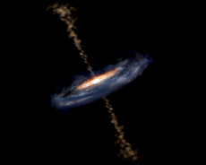 Artist’s rendition of an active galactic core (Courtesy of NASA E/PO, Sonoma State University, Aurore Simonnet)
