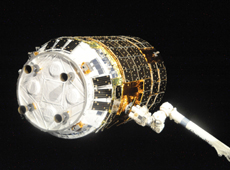 Japan's first H-II Transfer Vehicle, docked with the ISS in September 2009 (Courtesy of NASA)