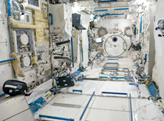 Inside Kibo’s Pressurized Module (courtesy: NASA)