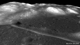Evidence of a lava flow called a rille. The Hadley Rille and its vicinity, imaged by KAGUYA's Terrain Camera.