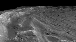 North wall of the Tycho Crater imaged by KAGUYA's Terrain Camera. The inner wall is terraced.