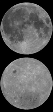 Lunar nearside (above) and farside (below) (courtesy: NASA)