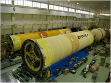H-IIB rocket in production (front)