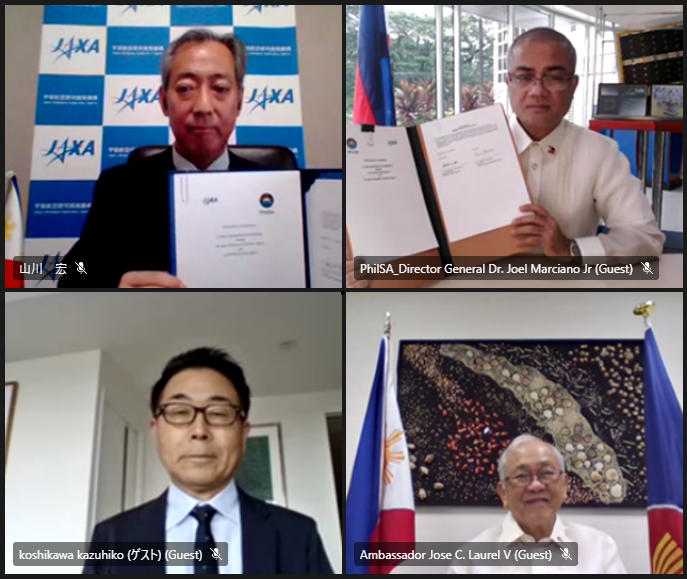 Director General Marciano of the Philippine Space Agency (Top left)	President Yamakawa of JAXA (Top right) H.E. Mr. Jose Castillo Laurel V, Ambassador of the Republic of the Philippines to Japan (Bottom right)