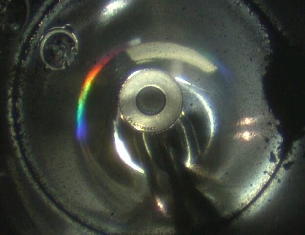 Figure 2: image of the inside of the sample container, taken with the scope camera  (credit: JAXA)