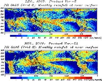 Monthly accumulated rainfall distribution observed by TRMM's Precipitation Radar (PR)